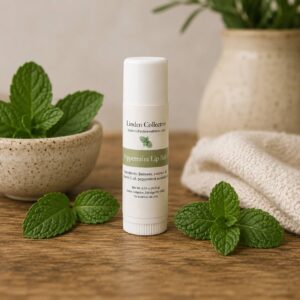 Handmade peppermint lip balm by Linden Collective