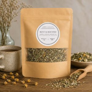 Rest & Rooted herbal evening blend loose leaf tea by Linden Collective